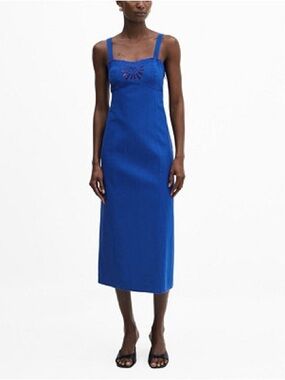 NWT Mango Eyelet Detail Cotton Midi Dress